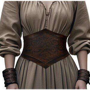 Women’s Viking Leather Corset Belt Medieval Cinch Renaissance Halloween Festival